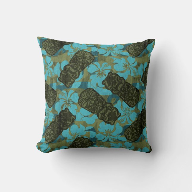 Almofada Ali'i Refúgio Havaiano Hibiscus Tiki (Frente)