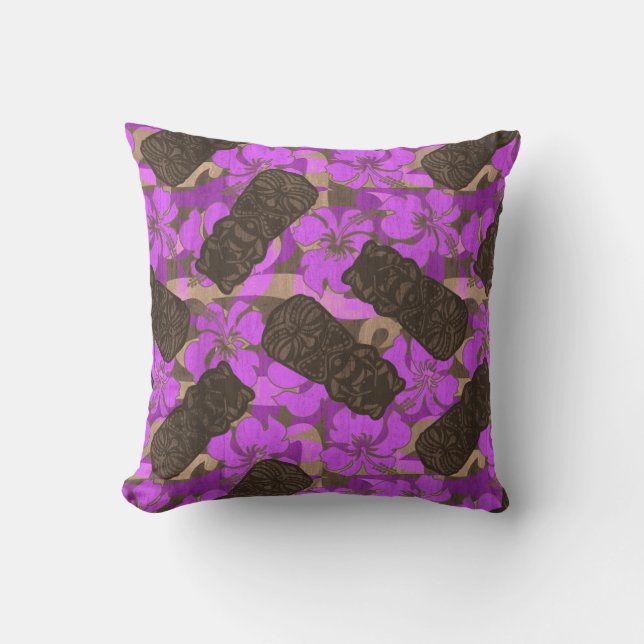 Almofada Ali'i Refúgio Havaiano Hibiscus Tiki (Frente)