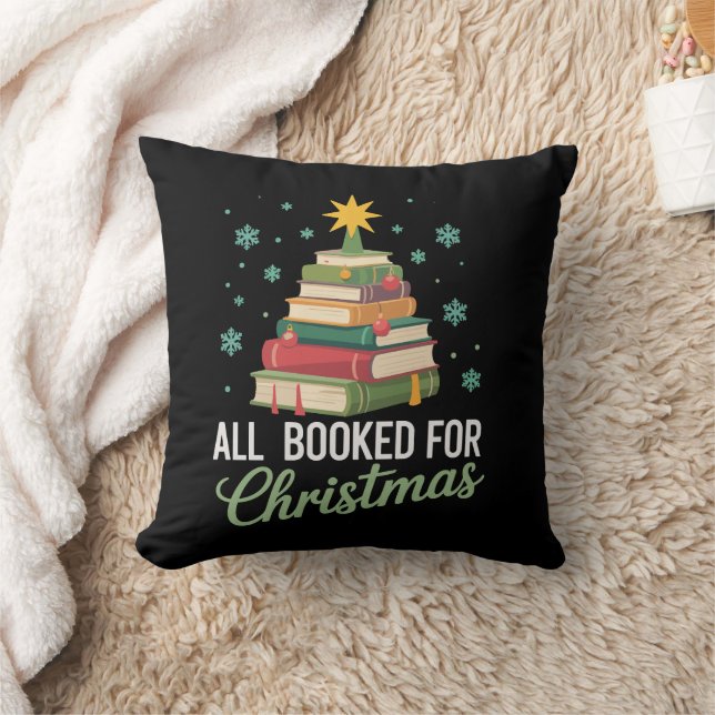 Almofada All Booked For Christmas Tree Books Teacher Xmas  (Cobertor)