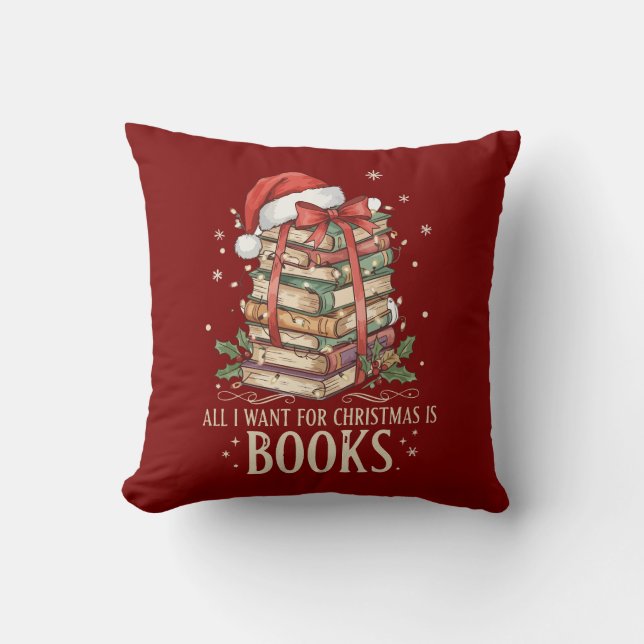 Almofada All I Want for Christmas is Books (Frente)