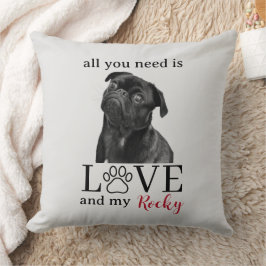 Almofada All You Need Is Love and My Dog – Custom Pet Name