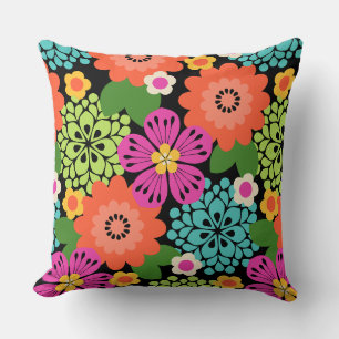 Almofada Allana Garden Hawaiian Graphical Floral - Preto