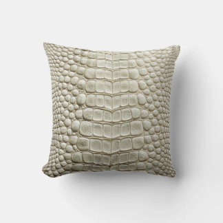 Almofada Alligator Crocodilo Skin Faux Pearl Couro Branco