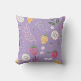 Almofada “Almofada Decorativa com Frutas Roxas e Padrão Flo