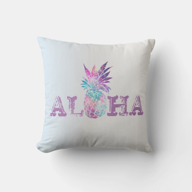 Almofada Aloha Abacaxi Havaiano, Prata (Frente)