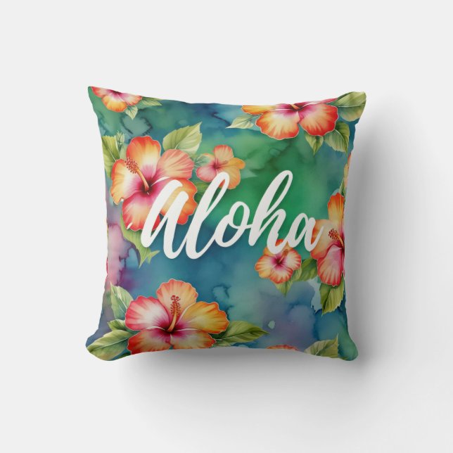 Almofada Aloha beautiful hibiscus flower pattern Hawaii  (Frente)