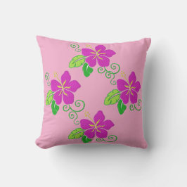 Almofada Aloha Bordado Olhar Rosa Havaiano Flor  