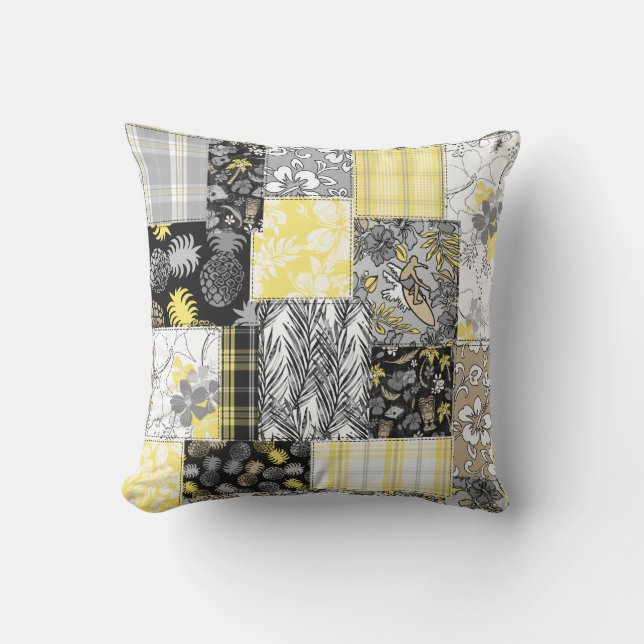 Almofada Aloha Patchwork Hawaiian Tropical Impressões - Neu (Frente)