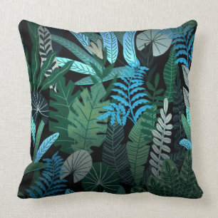 Almofada Aloha teste padrão azul exótico tropical da selv
