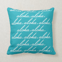Aloha travesseiro decorativo Mar-Azul reversível