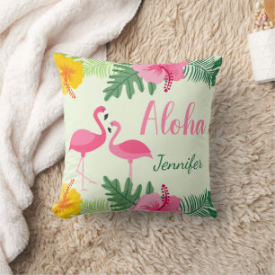 Almofada Aloha Tropical Cor-de-Rosa Amarelo Hibiscus Person