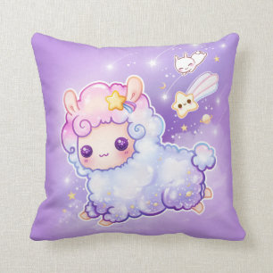 Almofada Alpaca bonito com a estrela de tiro do kawaii