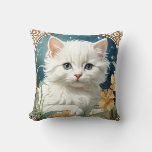 Almofada Alphonse Mucha Art Nouveau Kitten