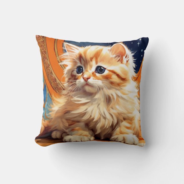 Almofada Alphonse Mucha Art Nouveau Orange Cat (Frente)