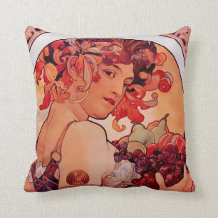 Almofada Alphonse Mucha,Art nouveau,vintage,fruta