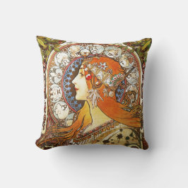 Almofada Alphonse Mucha La Plume Zodiac Art Nouveau Vintage