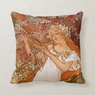 Almofada Alphonse Mucha, Quatro Estações, Primavera e Verão