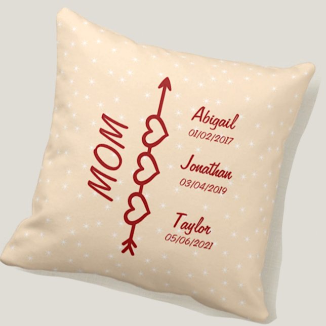 Almofada Alterar Adicionar Nomes de Crianças Data Mãe Seta  (Criador carregado)