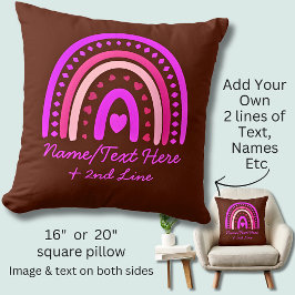 Almofada Alterar Texto Adicionar Nome Boho Arco-Íris Coraçã