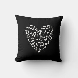Almofada Alto Clef Viola Heart Music Notes Black