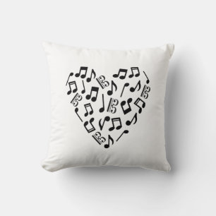 Almofada Alto Clef Viola Heart Music Notes White