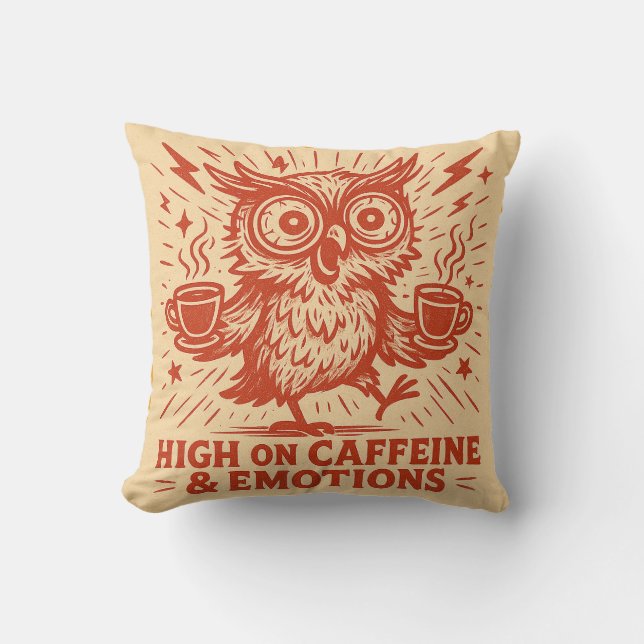 Almofada Alto em Cafeína & Emoções (Frente)