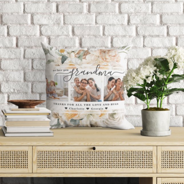 Almofada Ama Sua Avó | Colagem de Fotografias Floral Três (Criador carregado)