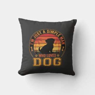 Almofada Amante de Cães Homem Simples Pôr do Sol Retro