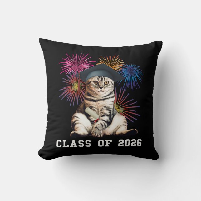 Almofada Amante de Gatos da Turma de 2026 (Frente)