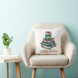 Almofada Amante de Livros ao Redor da Árvore de Natal