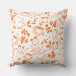Almofada amante do café padrão laranja rústico da safra mod