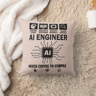 Almofada Amante Engenheiro de IA Divertido Precisa de Café