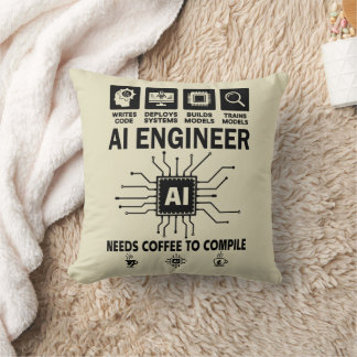 Almofada Amante Engenheiro de IA Divertido Precisa de Café