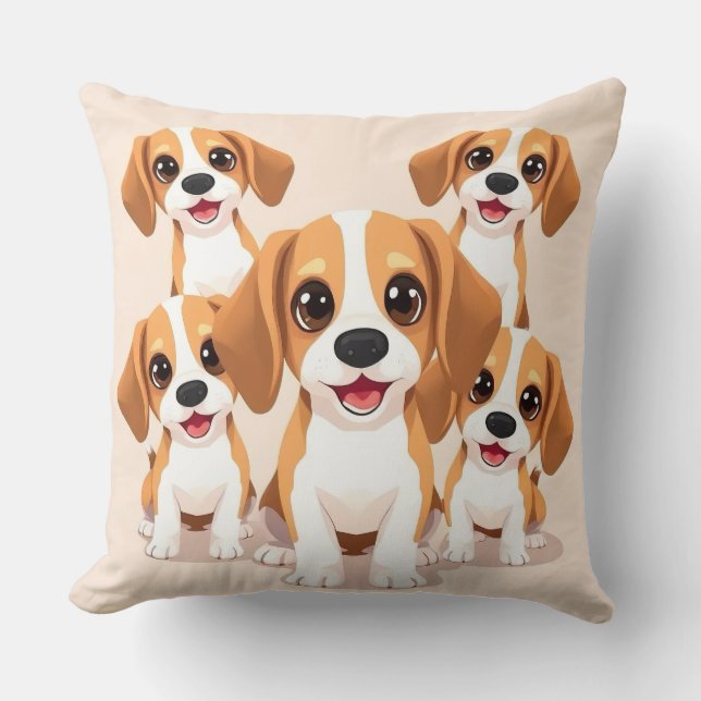 Almofada Amantes de Cachorros – Ilustração de Beagle de Des (Frente)