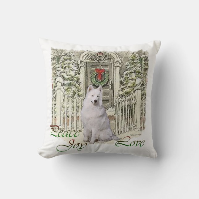 Almofada Amantes de Samoyed Natal Fofo (Frente)