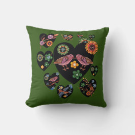 Almofada Amar Pássaros Arte Folclórica Escandinava