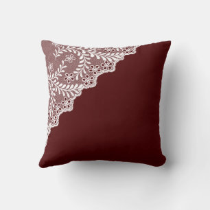 Almofada Amarelete Branco Lace Canto Vermelho