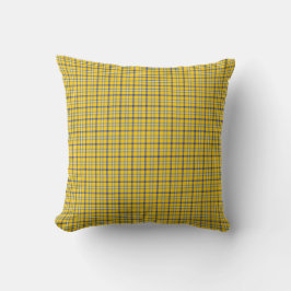 Almofada Amarelo Azul Xadrez Padrão Clássico Retro