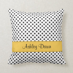 Almofada Amarelo Bolinhas Preto Personalizado