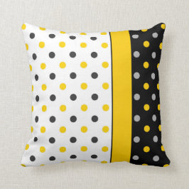 Almofada Amarelo, Cinza, preto e branco, Bolinhas moderna
