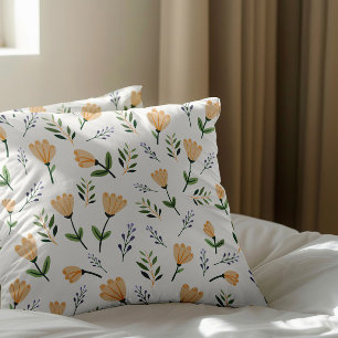 Almofada Amarelo Claro Floral Escandinavo