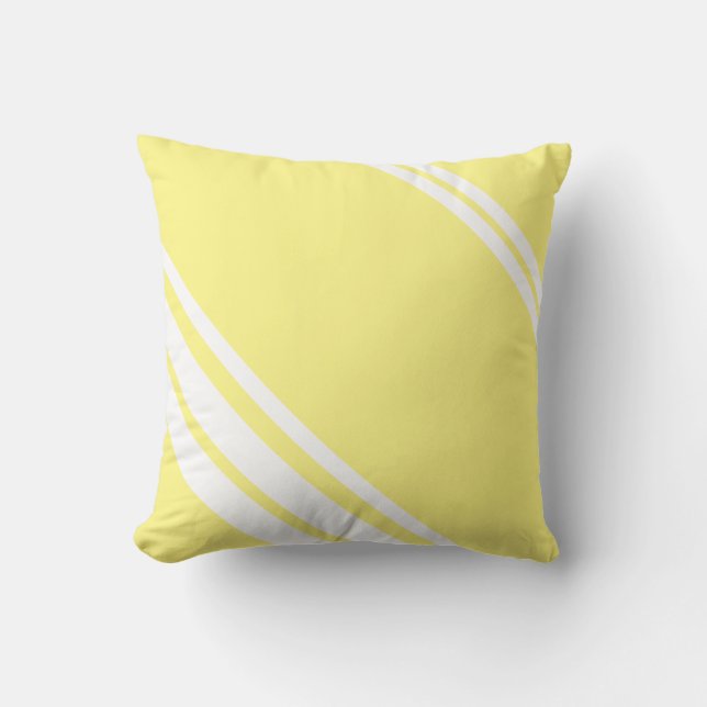 Almofada Amarelo claro: Linhas modernas em branco (Frente)
