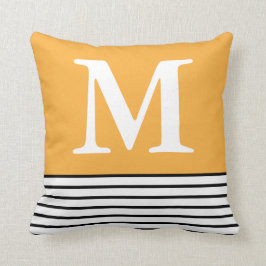 Almofada Amarelo Com Faixa B/W Monograma Personalizado