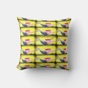 Almofada amarelo cor-de-rosa nadador de Thunder_Cove das