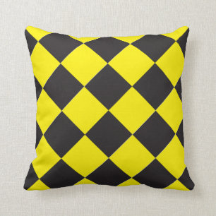Almofada Amarelo e preto verificados do diamante