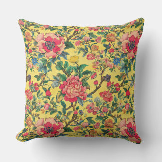 Almofada Amarelo e Rosa Floral Chinoiserie