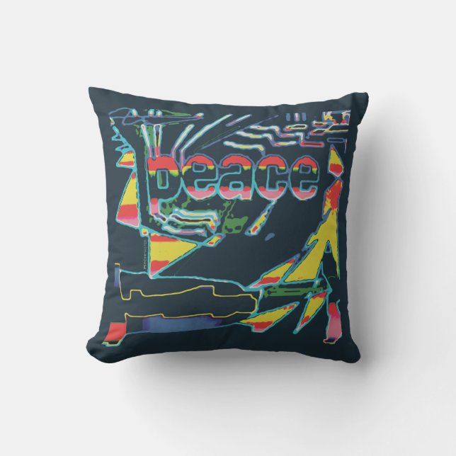 Almofada Amarelo Inspiracional "Paz" Amarelo Azul no Sudoes (Frente)