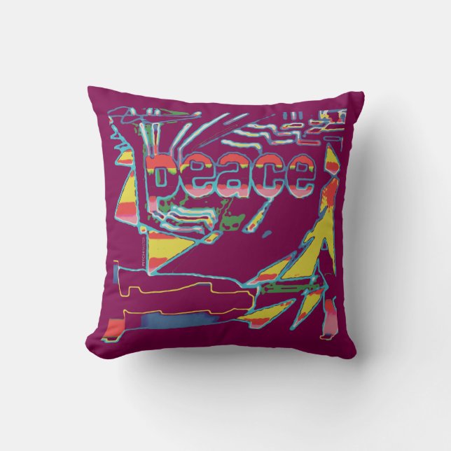 Almofada Amarelo Inspiracional "Paz" no Sudoeste do Vinho (Frente)