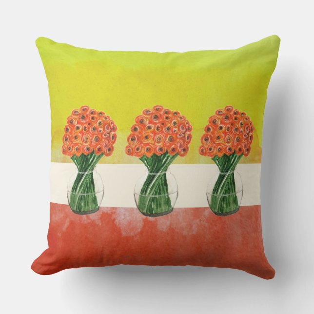 Almofada Amarelo Laranja Ranunculus (Frente)