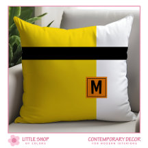 Amarelo Moderno Bloco de Cor Preto Monograma